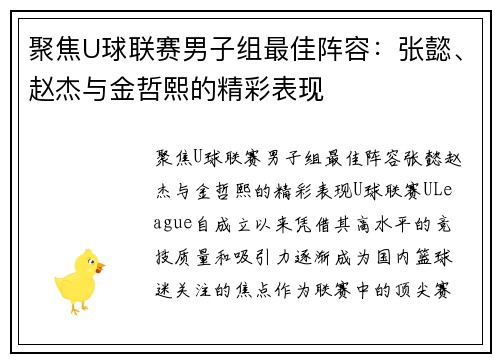 聚焦U球联赛男子组最佳阵容：张懿、赵杰与金哲熙的精彩表现